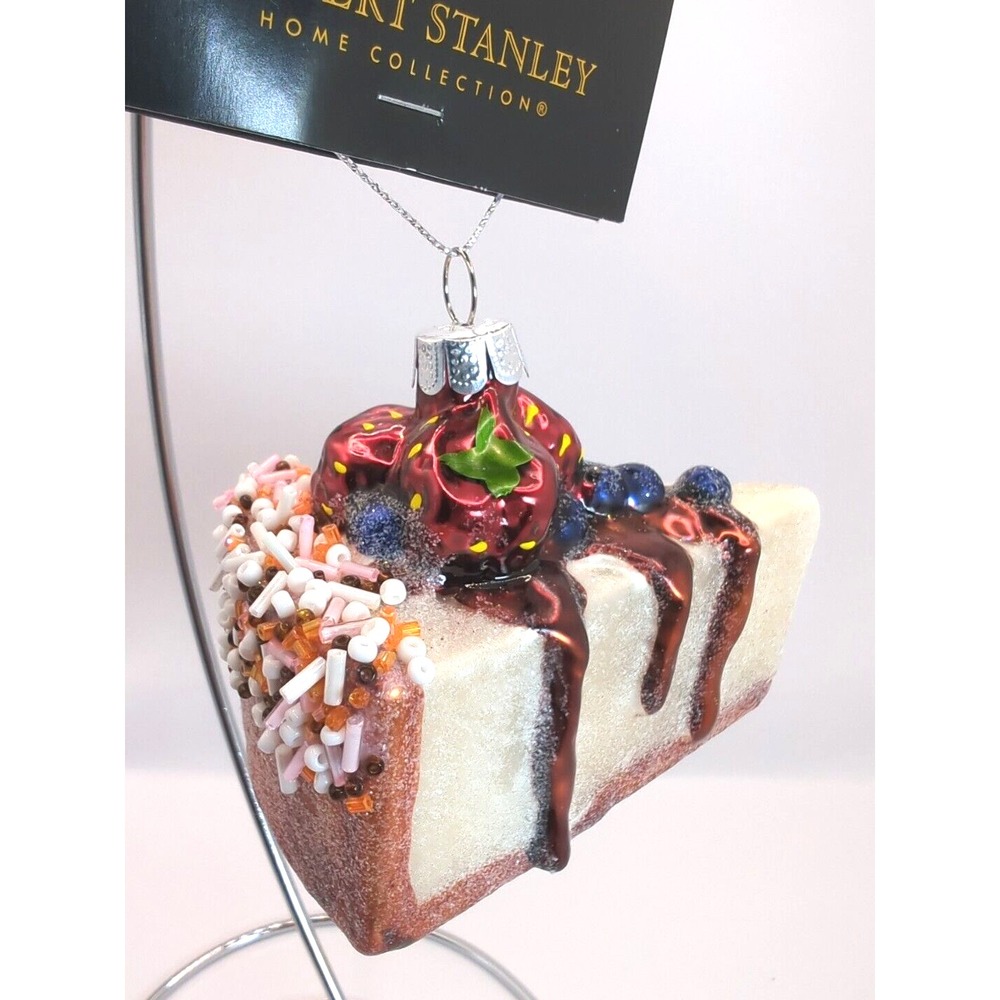 Robert Stanley Blown Glass‎ Slice of Cheesecake Strawberry Ornament NWT